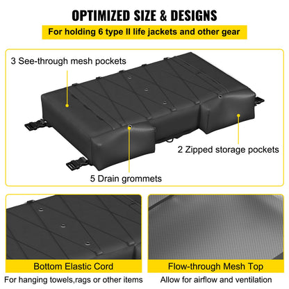 T-Top Storage Bag, for 6 Type II Life Jackets, with a Boat Trash Bag, 600D Oxford Fabric Life Vests Storage Bag for Most T-Top Boats, Bimini Tops and Pontoon Tops (Life Jackets not Included)