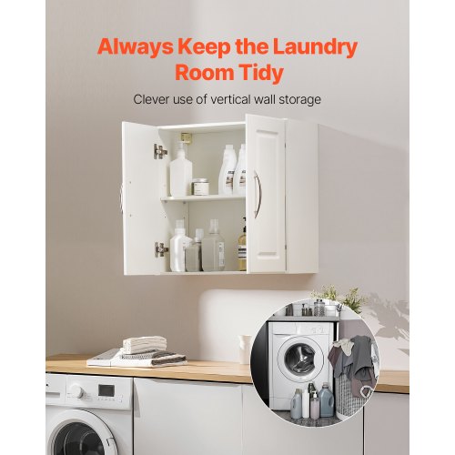 63 cm wall cabinet for laundry room, 2-tier kitchen cabinet with 2 doors | EU