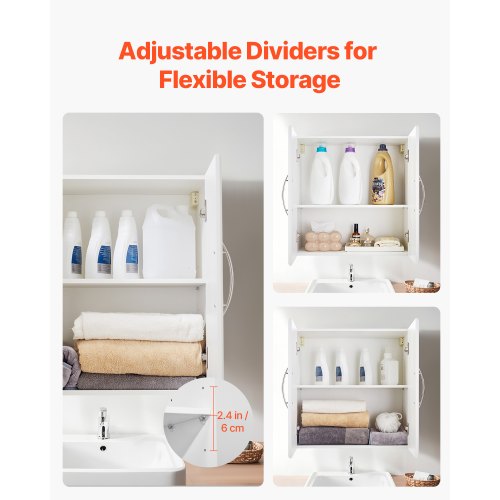 63 cm wall cabinet for laundry room, 2-tier kitchen cabinet with 2 doors | EU