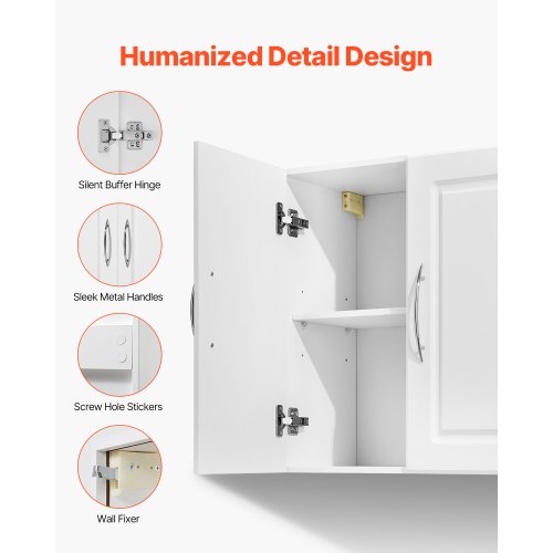 63 cm wall cabinet for laundry room, 2-tier kitchen cabinet with 2 doors | EU