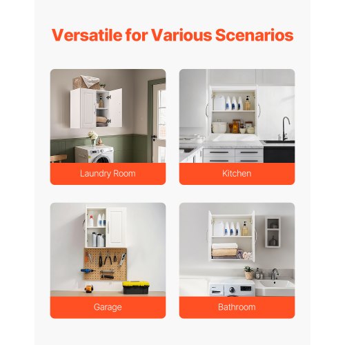 63 cm wall cabinet for laundry room, 2-tier kitchen cabinet with 2 doors | EU