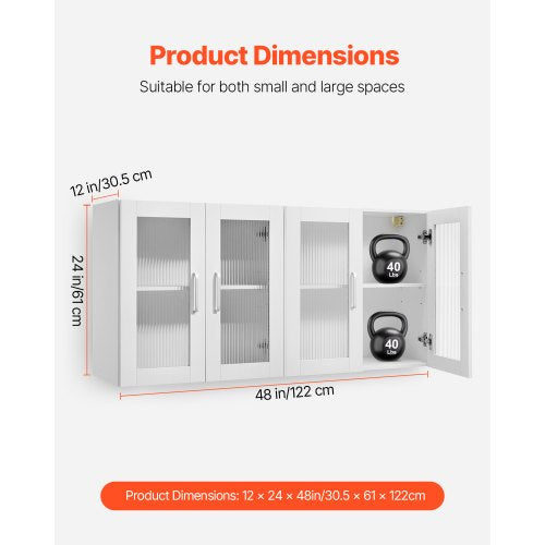 Wandschrank für Waschküche, Küchenschrank mit 2 Böden und 4 Türen, 2er-Set | EU