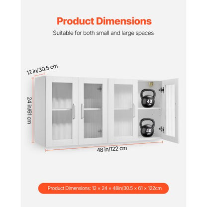 Wandschrank für Waschküche, Küchenschrank mit 2 Böden und 4 Türen, 2er-Set | EU