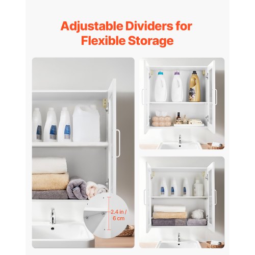 Wandschrank für Waschküche, Küchenschrank mit 2 Böden und 4 Türen, 2er-Set | EU