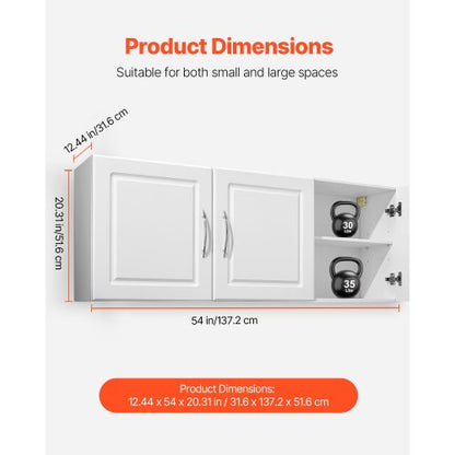 54 inch wall cabinet for laundry room, 2-tier 3-door kitchen cabinet, white | EU