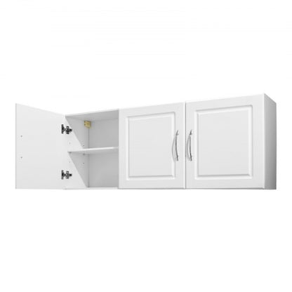 54 inch wall cabinet for laundry room, 2-tier 3-door kitchen cabinet, white | EU