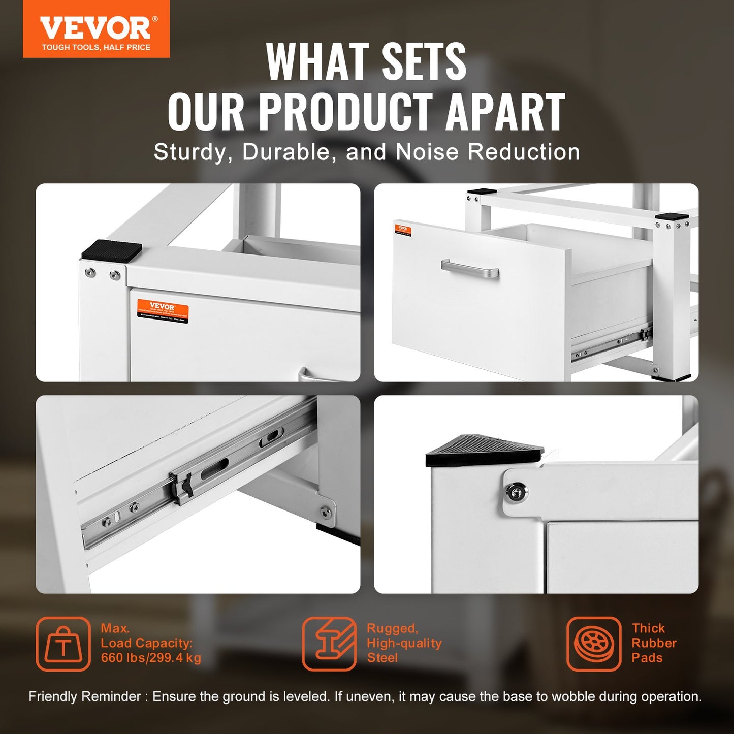 Wäscheständer 686 mm B x 366 mm H, Untergestell für Waschmaschine und Trockner, universelle Passform, 299 kg Tragkraft, robuster Multifunktionssockel für Waschmaschine mit Schublade und umfangreichem Zubehör