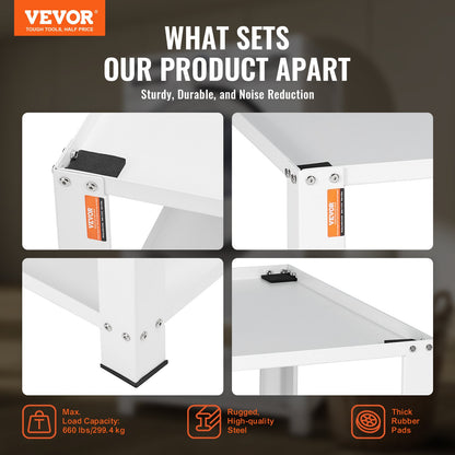 Tvättställ med förvaringshylla, 711Lx711Bx406H mm, Tvättmaskin och torktumlare Bas Stativ Plattform Universal Passform 299 kg Kapacitet, kraftigt stål Multifunktionell bas för tvättmaskin