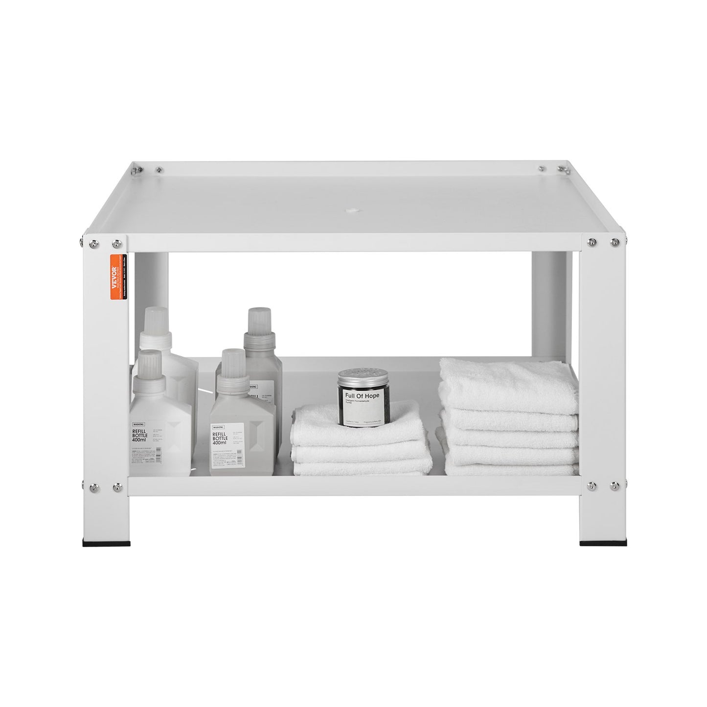 Tvättställ med förvaringshylla, 711Lx711Bx406H mm, Tvättmaskin och torktumlare Bas Stativ Plattform Universal Passform 299 kg Kapacitet, kraftigt stål Multifunktionell bas för tvättmaskin