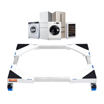 Mini Kylskåpsställ Universal Tvättställ, justerbart Kylskåpsställ med släta hjul, Tvättmaskinssockel Multifunktionell bas för tvättmaskin och torktumlare, 381-615 mm bred utbyggbar