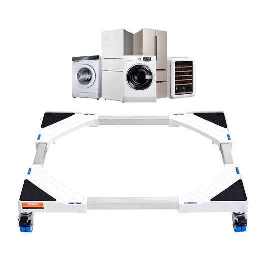 Mini Kylskåpsställ Universal Tvättställ, justerbart Kylskåpsställ med släta hjul, Tvättmaskinssockel Multifunktionell bas för tvättmaskin och torktumlare, 381-615 mm bred utbyggbar
