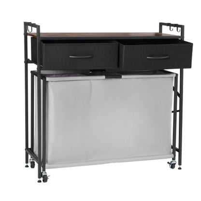 3-teiliger Wäschekorb mit Rollschubladen, Haken und Rädern | EU