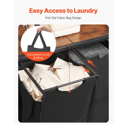 3-stöckiger Wäschekorb mit Ablage, hoher Wäschekorb mit Ablagen, 2 Fächer | EU