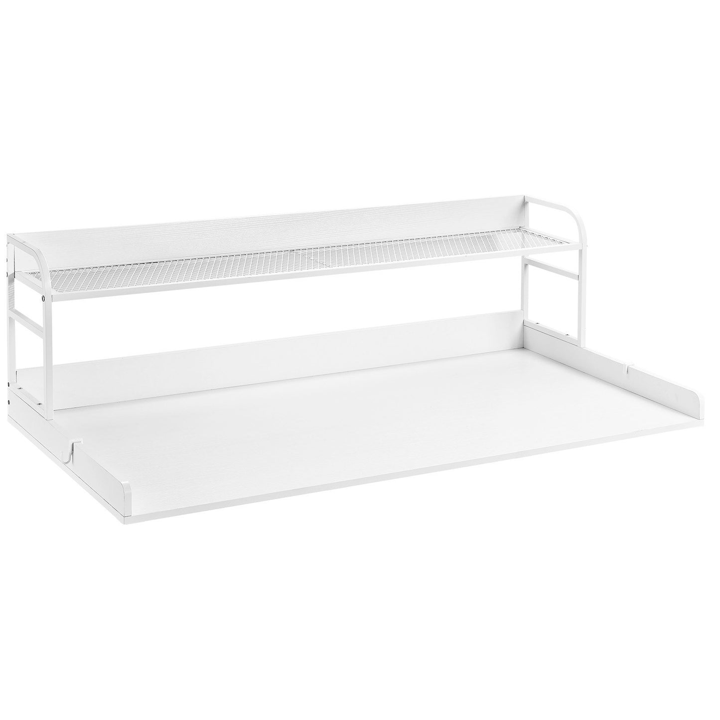 Washer Dryer Countertop with 2-Tier Shelf, 54" x 27" Wooden Washer and Dryer Countertop with Anti-Slip Pads, Water-Resistant Laundry Topper Cover for Laundry Room Organization and Storage, White