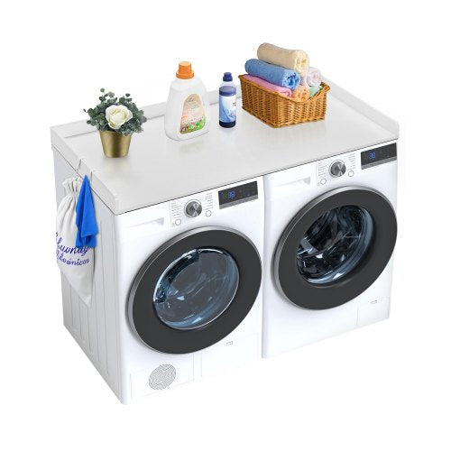 Washer Dryer Countertop, 54" x 27" Wooden Washer and Dryer Countertop, Water-Resistant Laundry Machine Topper Cover with Anti-Slip Pads, for Laundry Room Organization and Storage, White