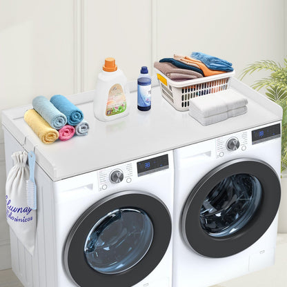 Washer Dryer Countertop, 54" x 27" Wooden Washer and Dryer Countertop, Water-Resistant Laundry Machine Topper Cover with Anti-Slip Pads, for Laundry Room Organization and Storage, White