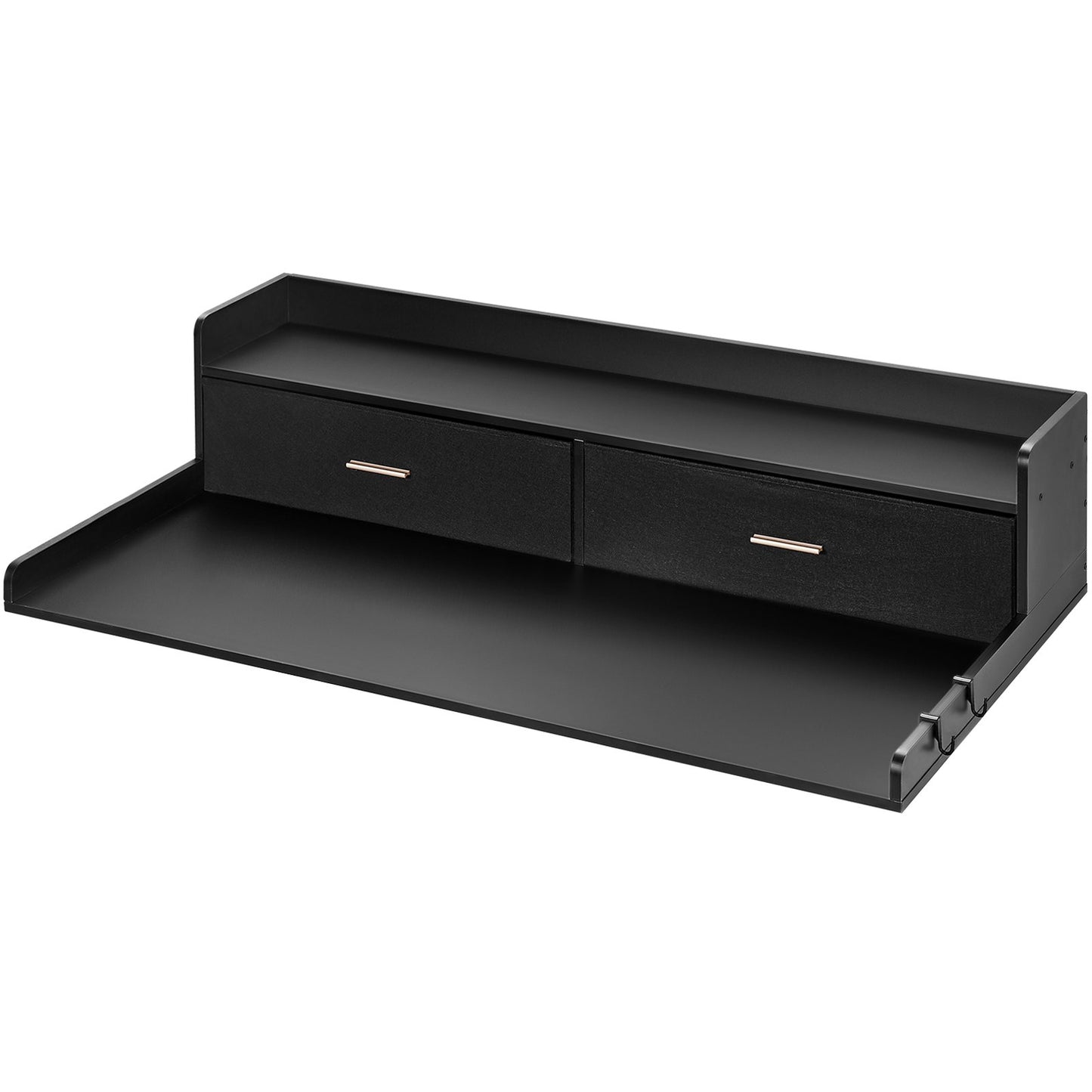 2 Drawers Washer Dryer Countertop with 2-Tier Shelf, 54" x 27" Wooden Washer and Dryer Countertop with Non-Slip Pads, Water-Resistant Laundry Topper for Laundry Room Organization, Black