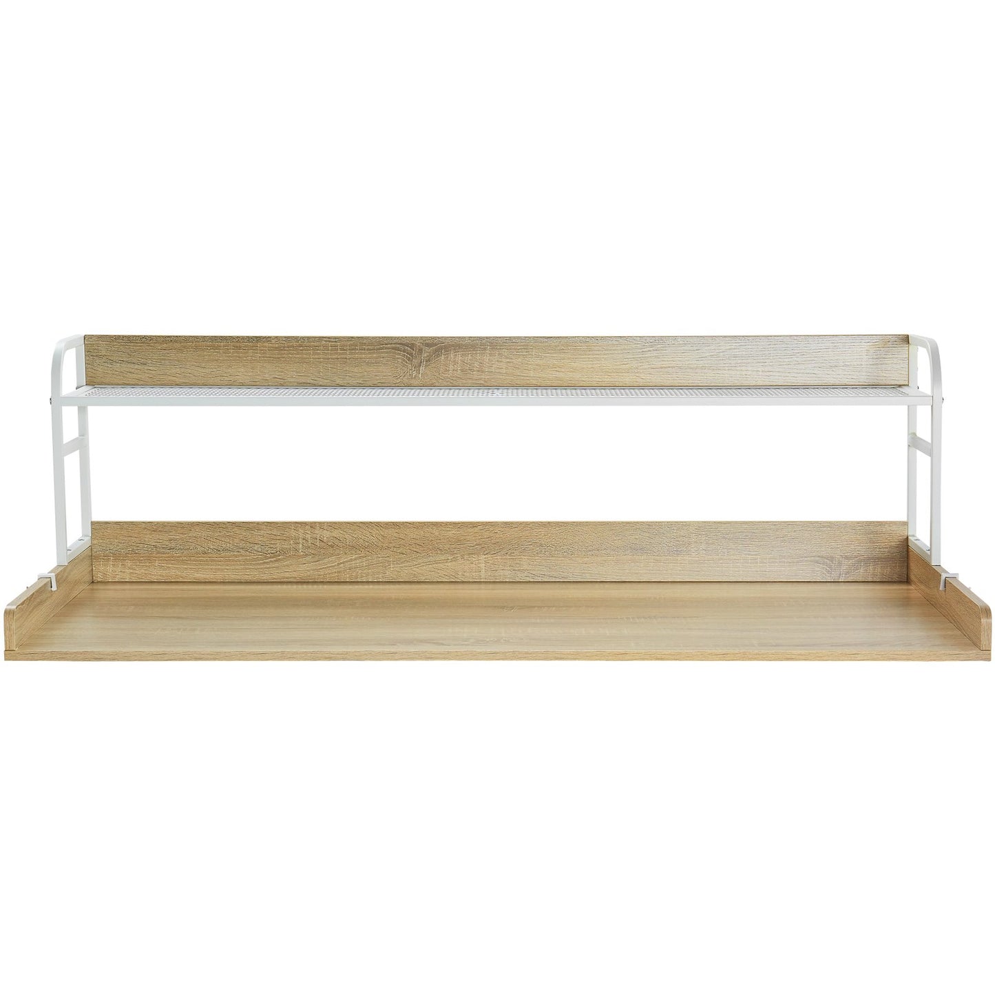 Washer Dryer Countertop with 2-Tier Shelf, 54" x 27" Wooden Washer and Dryer Countertop with Anti-Slip Pads, Water-Resistant Laundry Topper Cover for Laundry Room Organization and Storage, Oak