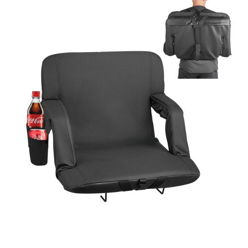 Stadium Seat, 6 Adjustable Angle Bleacher Chair, 2.9'' Cushion Stadium Seat with Back Support and Armrest, Wide Bleacher Chair with Hook Pocket Cupholder for Picnics, Beach Sports, and Gaming
