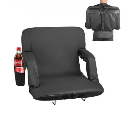 Stadium Seat, 6 Adjustable Angle Bleacher Chair, 2.9'' Cushion Stadium Seat with Back Support and Armrest, Wide Bleacher Chair with Hook Pocket Cupholder for Picnics, Beach Sports, and Gaming