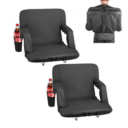 Stadium Seat, 6 Adjustable Angle Wide Bleacher Chair, 2.9'' Cushion Padded Stadium Seat with Armrest and Back Support, Stadiums Chair with Hook Cupholder for Picnics, Beach Sports, and Gaming