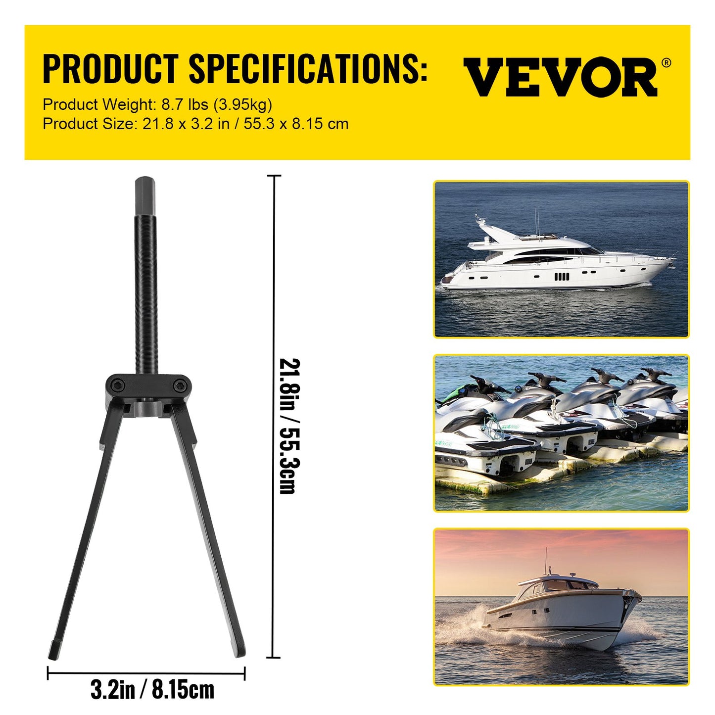 Lower Bearing Carrier Puller, Compatible with Yamaha, Johnson, Evinrude, Honda, Mercury, Robust Steel Marine Lower Bearing Puller with Adjustable Arms, Works for Lower Carrier Bearing Removing