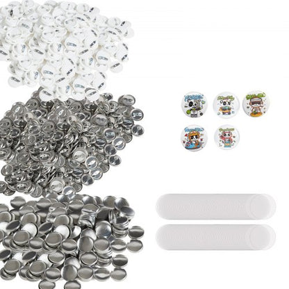 500 Sets 1 inch 25mm Pin Back Button Parts, DIY Round Button Badge Parts, Set Includes Metal Top, Plastic/Metal Button, Clear Film, and Blank Paper For Gifts Presents, Machine NOT Included