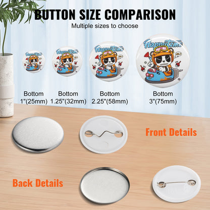 1.25" 32mm Button Badge Parts Accessories for Button Maker Machine 500 sets