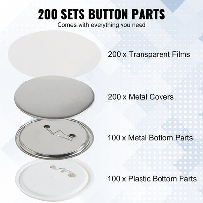 3" 75 mm Button Badge Teile Zubehör für Button Maker Maschine 200 Sets