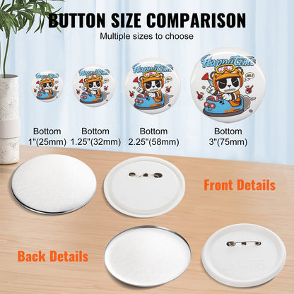 3" 75 mm Button Badge Teile Zubehör für Button Maker Maschine 200 Sets