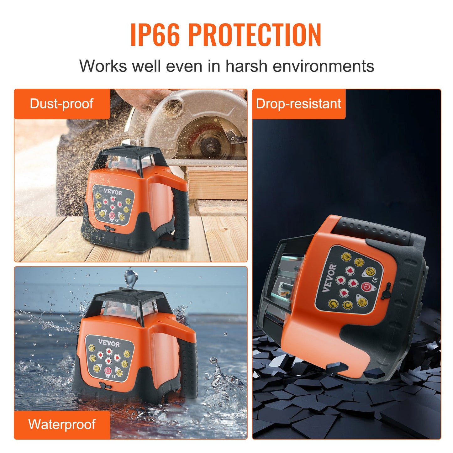 Laser Level, 1650ft, 360 Degree Self Leveling Red Cross Line Laser, 5 Rotation Speeds & 4 Scanning Angles Adjustment, IP66 Waterproof Remote Control Manual Self-leveling Mode, Battery Included