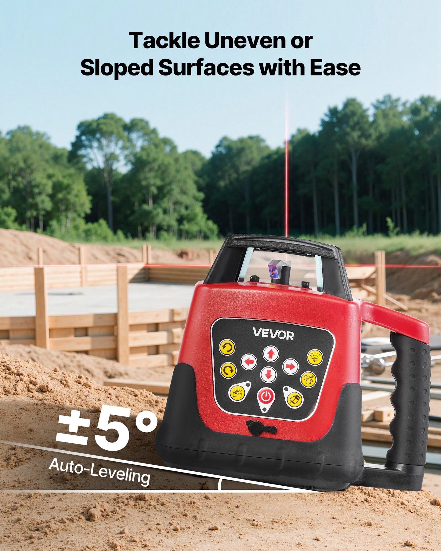 Rotary Laser Level Kit, 1650ft 360-Degree Self Leveling Red Horizontal Laser Transit,with Tripod,Receiver,Remote Control, Scale,Toolcase, IP66 Waterproof, 0.80in/100ft Precision for Construction