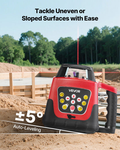 Rotary Laser Level Kit, 1650ft 360-Degree Self Leveling Red Horizontal Laser Transit,with Tripod,Receiver,Remote Control, Scale,Toolcase, IP66 Waterproof, 0.80in/100ft Precision for Construction