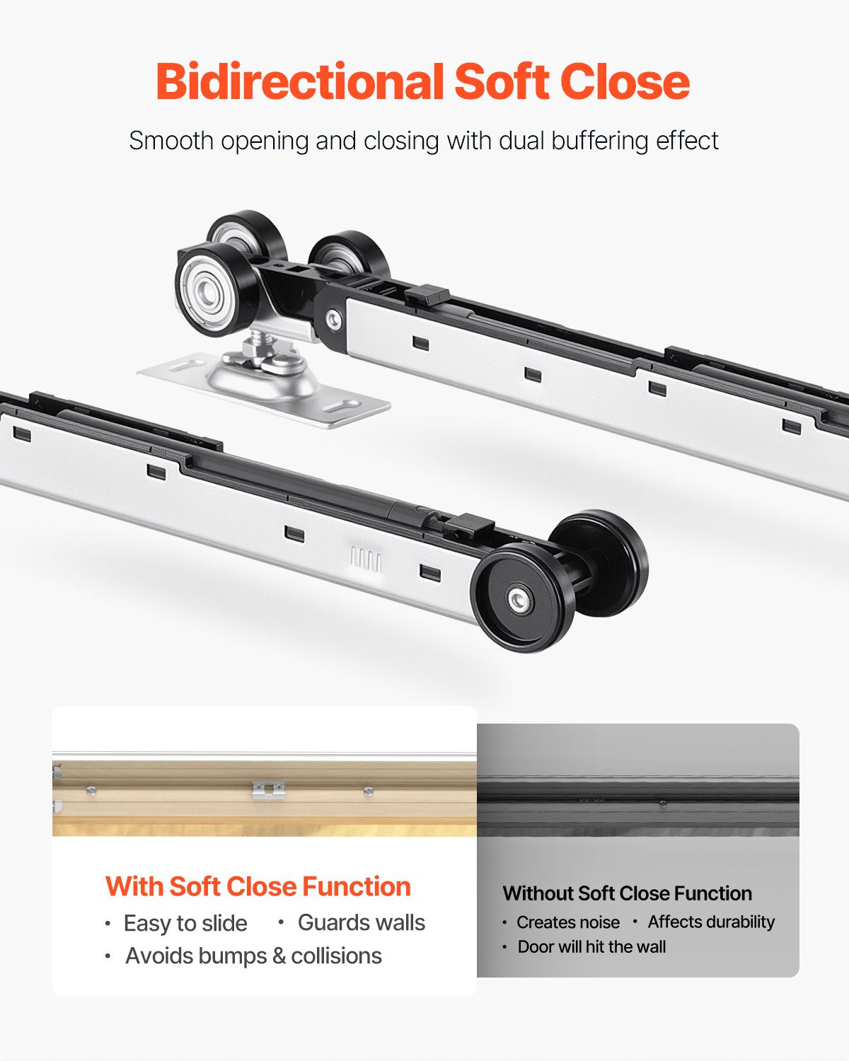 Pocket Door Frame Kit, for 24-36 in Wide 80 in High Door, Pocket Door Kit with Two-Way Soft Close Mechanism, Slide Smoothly Quietly, Easy to Install, Wood and Galvanized Steel, for Living Room