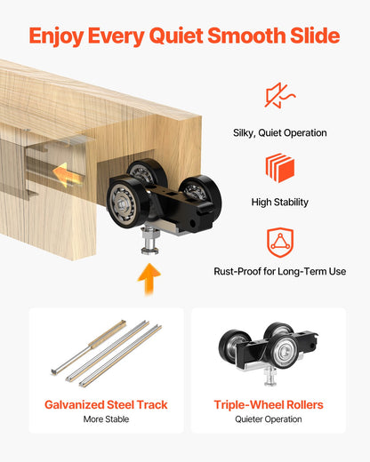 Pocket Door Frame Kit, for 24-36 in Wide 80 in High Door, Pocket Door Kit with Two-Way Soft Close Mechanism, Slide Smoothly Quietly, Easy to Install, Wood and Galvanized Steel, for Living Room