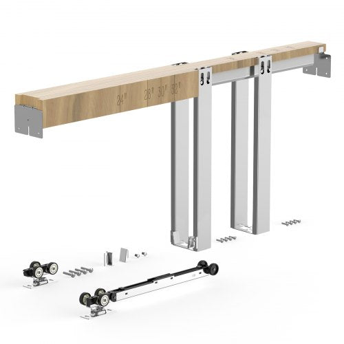 Pocket Door Frame Kit, for 24-32 in Wide 80 in High Door, Pocket Door Kit with Two-Way Soft Close Mechanism, Slide Smoothly Quietly, Easy to Install, Premium Galvanized Steel, for Living Room