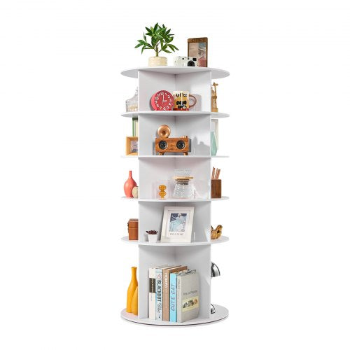 5 Tiers Rotating Shoe Rack Tower, 360° Spinning Shoe Rack, Revolving Storage Round Carousel Display, Freestanding Lazy Susan Organizer Display for Bedroom, Living Room, Entryway, Closet, White