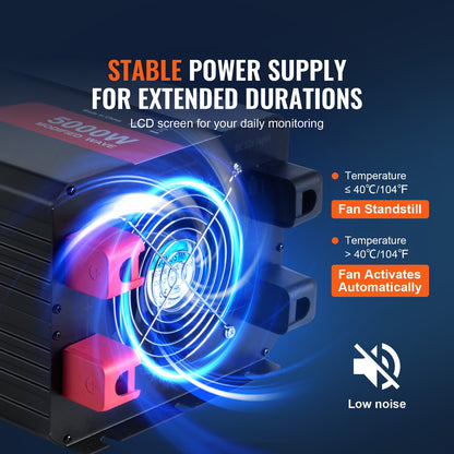 Modifierad sinusvågseffektomriktare 5000W DC12V till AC120V LCD-fjärrkontroll