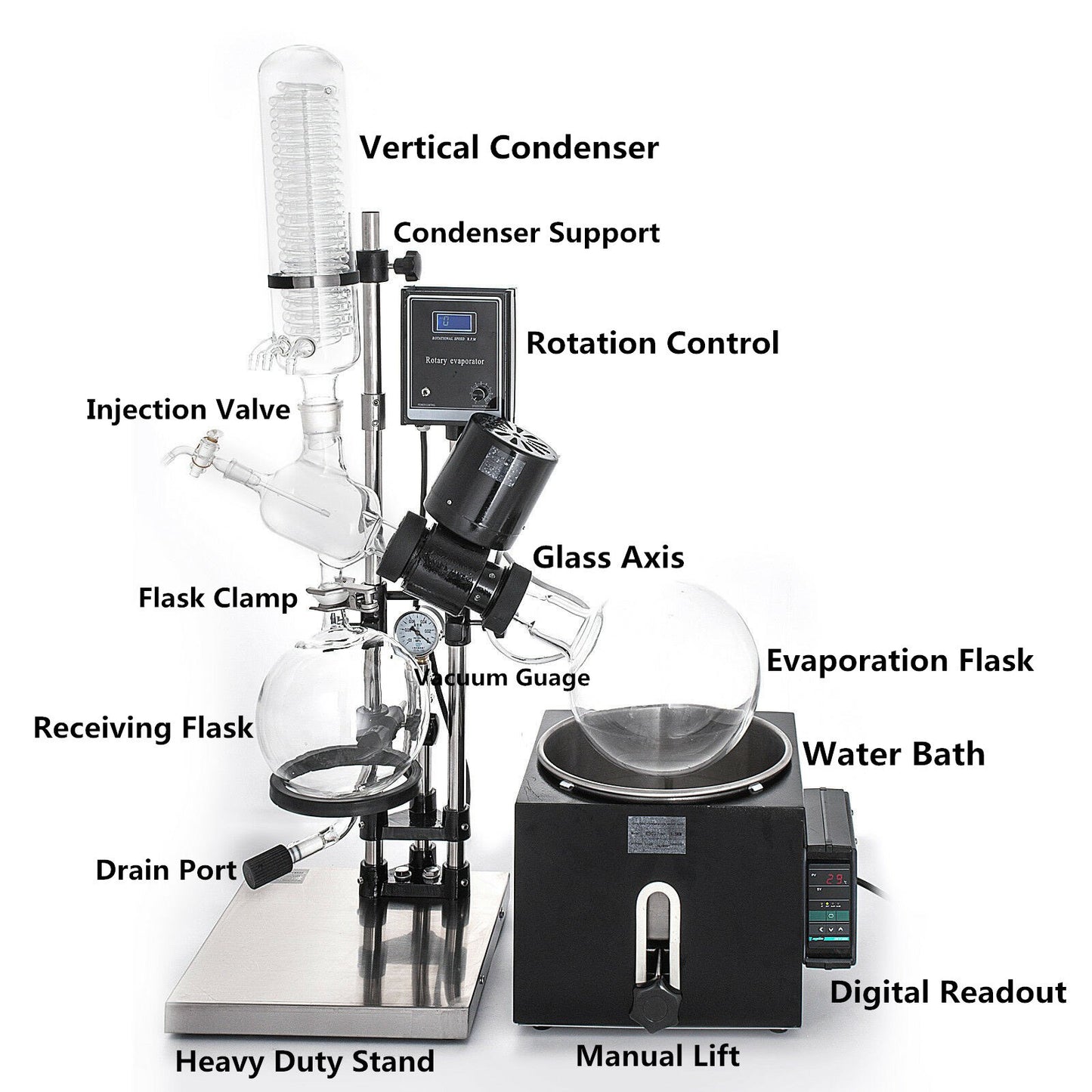 5L Rotary Evaporator RotoVap - 180 Lab Rotary Evaporator RE-501 Heating water bath for efficient solvent removal