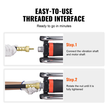 Electric Concrete Vibrator, 1300W 16000 VPM, 2HP Copper Motor Handheld Concrete Vibrating Tool, Portable Pencil Cement Vibrator with Shaft of 14.75ft / 4.5m, Remove Air Bubble and Level Concrete