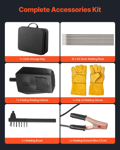 Portable Handheld Welding Machine, 20-120A Portable ARC Welder with 5-Level Current Adjustment & IGBT Inverter, 110V Handheld Stick Welder with Hot Start Function Fit for 1/16"-1/8" Welding Rods