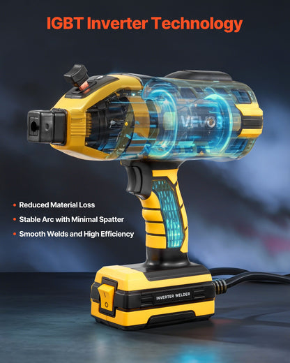 Portable Handheld Welding Machine, 20-140A Portable ARC Welder with 5-Level Current Adjustment & IGBT Inverter, 110V Handheld Stick Welder with Hot Start Function Fit for 1/16"-1/8" Welding Rods