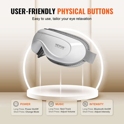 Heated Eye Massager Eye Care Device 5 Modes Bluetooth Music 180° Foldable