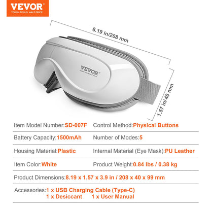 Heated Eye Massager Eye Care Device 5 Modes Bluetooth Music 180° Foldable