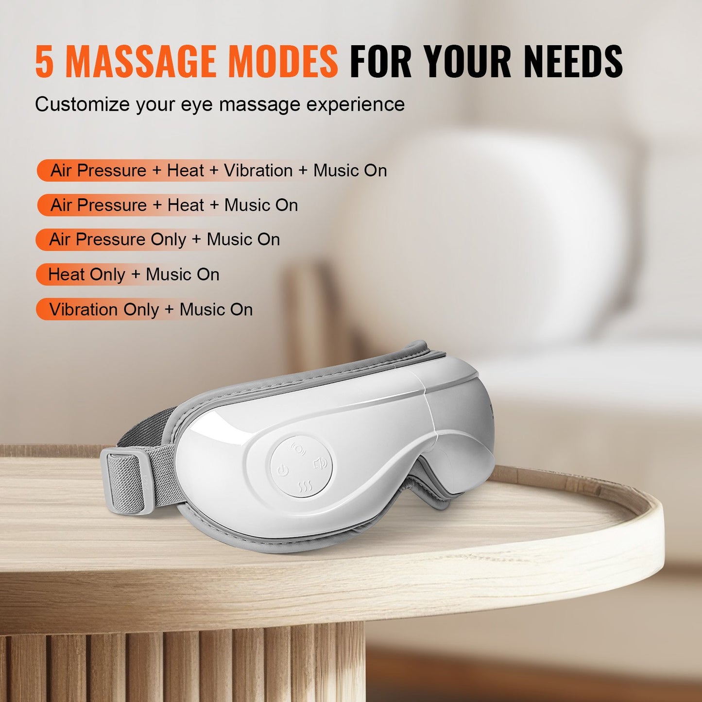 Eye Massager with Heat & Remote, Heated Eye Massage Mask with 5 Modes and Bluetooth Music, 180° Foldable Eye Care Massager for Eye Strain, Dry Eyes, Dark Circles, Ideal Gift for Mom/Dad, Black