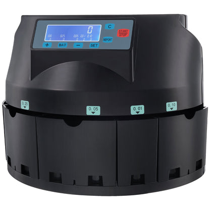 USD Coin Counter & Coin Sorters with LCD Display, Coin Sorter Machine for USD Coin 1￠ 5￠ 10￠ 25￠ $1, Sorts up to 300 Coins/min, Change Counter Holds 2000 Coins Included 5 Coin Bins & 5 Tubes