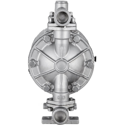Luftbetriebene Doppelmembranpumpe, 1/2 Einlass und Auslass, Edelstahlgehäuse, 3 GPM und max. 90 PSI, pneumatische PTFE-Membran-Transferpumpe für Erdöl, Diesel, Öl und Flüssigkeiten mit niedriger Viskosität
