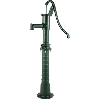 Hand Water Pump with Stand, 15.7 x 9.4 x 51.6 Inch Jug Pump and 26 Inch Pump Stand with Pre-Set 1/2" Holes for Easy Installation, Rustic Cast Iron Well Pump for Garden, Yard, Yard Irrigation, Green