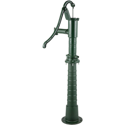 Hand Water Pump with Stand, 15.7 x 9.4 x 51.6 Inch Jug Pump and 26 Inch Pump Stand with Pre-Set 1/2" Holes for Easy Installation, Rustic Cast Iron Well Pump for Garden, Yard, Yard Irrigation, Green