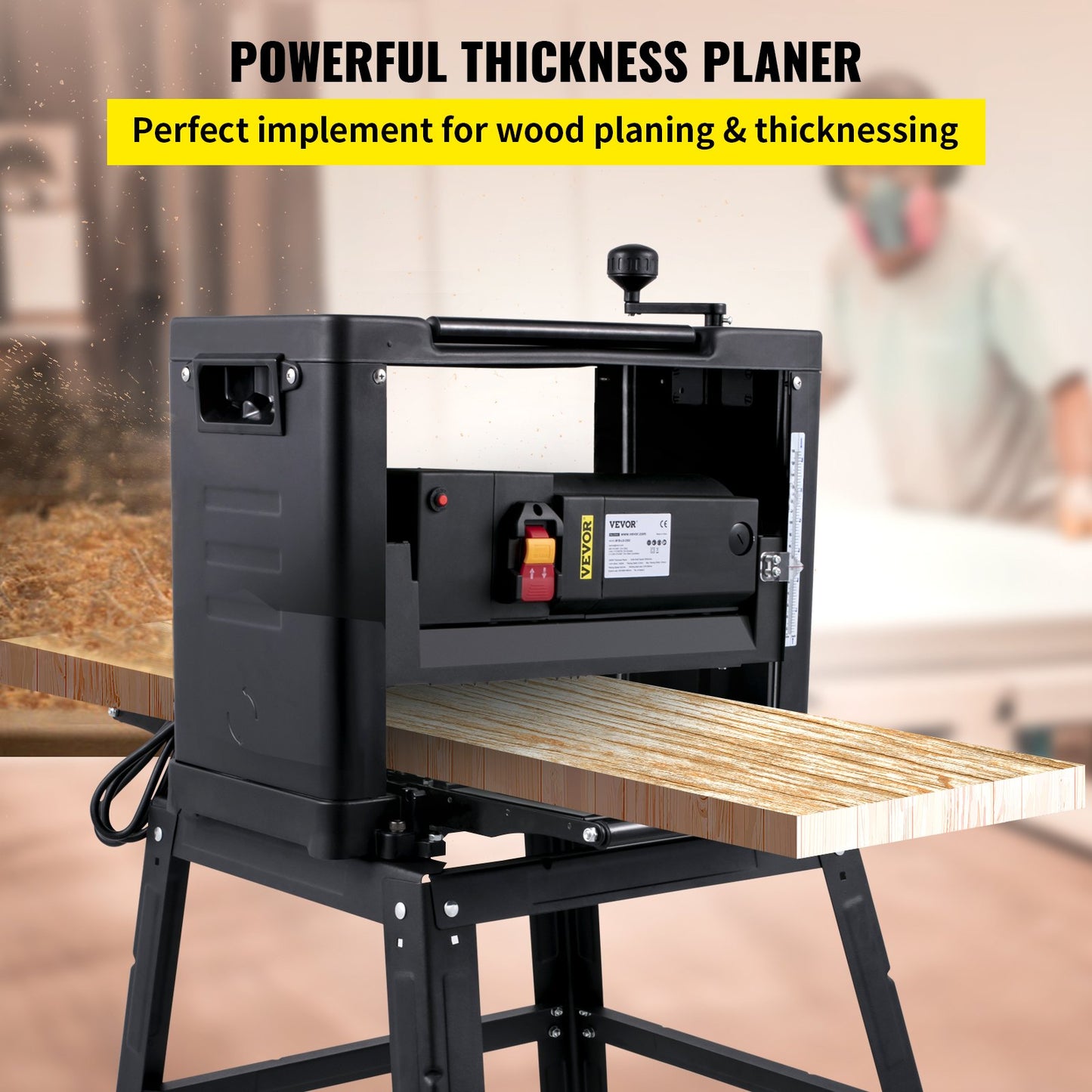 Thicknesser 13-inch Bench Planer 2000W Wood Planer 8000 rpm Wood Planer 10 AMP Wood Planer Foldable 6m/min Planing Speed with Iron Stand Dust Extractor for Woodworking Wood Plank